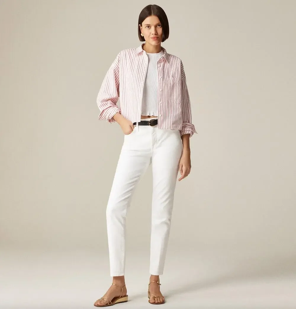 J.Crew Slim Jean White Stretch Denim Mid Rise Classic Preppy Womens US 31 NWT